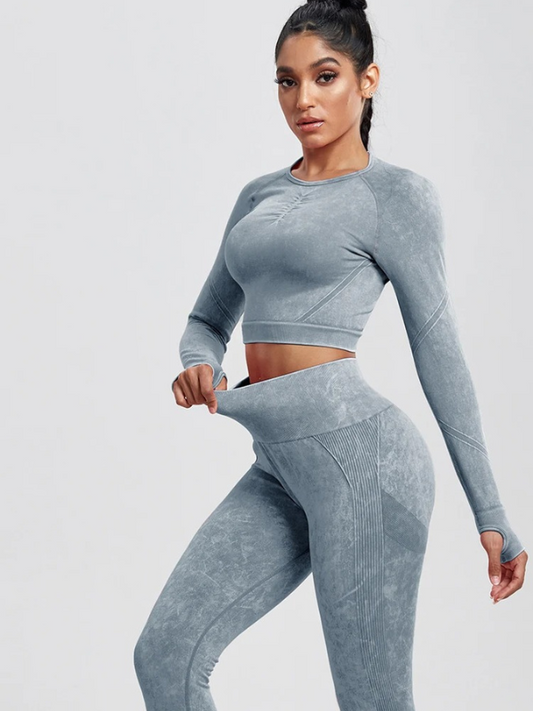 Long sleeve shaper fitness suit